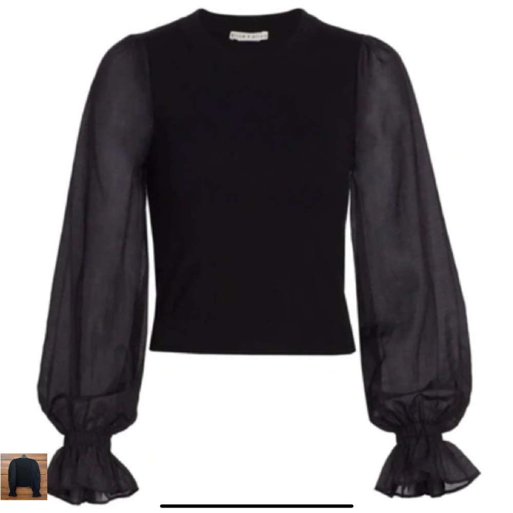 Alice + Olivia Kirie Combination Sleeve Sweater in Black